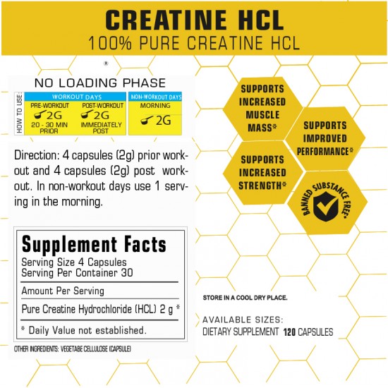CREATINE HCL | 100 CAPS.